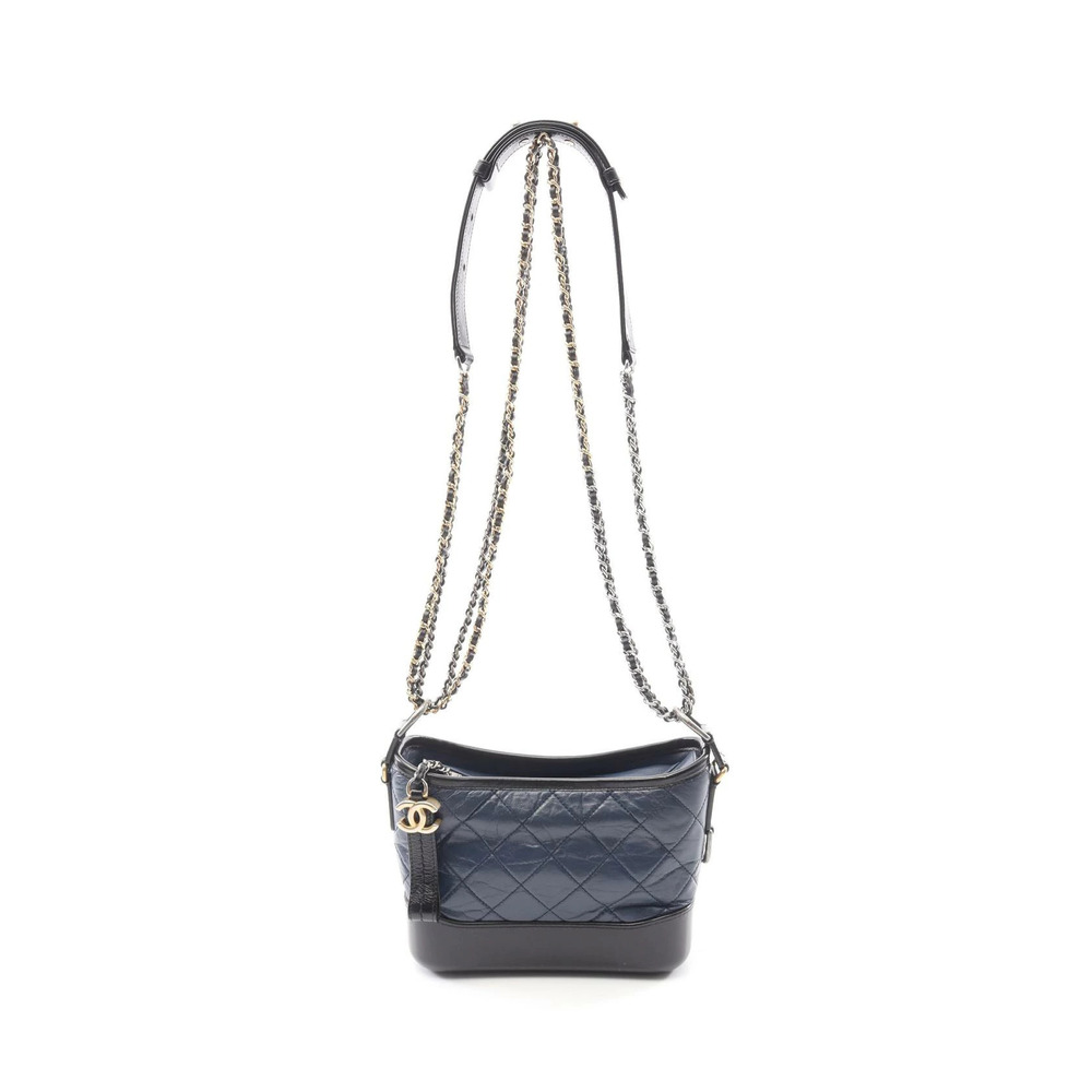 Chanel Gabrielle de Hobo Shoulder Bag Leather Blue Black